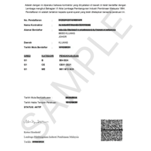 Registration CIDB (PPK, SPKK, STB)